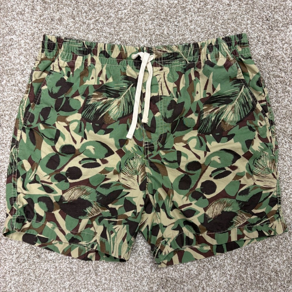 J.Crew Re-Imagined Shorts Mens Medium Tropical Jungle Print Camo Drawstring
